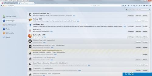 Unerwünschte Erweiterungen in Firefox lassen sich meist an dieser Stelle entfernen. (c) IDG