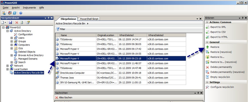 Aufgewertet: PowerGUI unterstützt mit einem PowerPack auch den neuen Active-Directory-Papierkorb in Windows Server 2008 R2. (c) cio.de