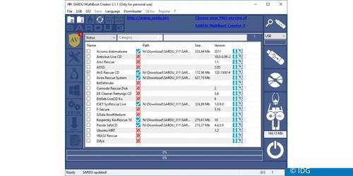 Mit Sardu erstellen Sie einen multibootfähigen USB-Stick mit Antiviren-und Notfallsystemen. In die Bedienerführung muss man sich allerdings erst einmal einarbeiten. (c) IDG