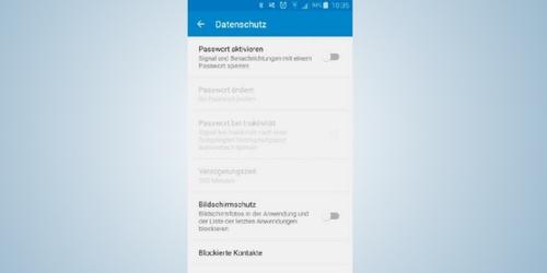 Schützen Sie den Zugriff auf die App „Signal“ durch ein Passwort. Die entsprechende Funktion finden Sie in den Einstellungen unter „Datenschutz“. (c) pcwelt.de