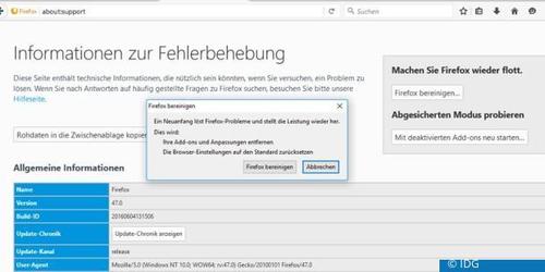 Firefox besitzt eine integrierte Bereinigungsfunktion (c) IDG