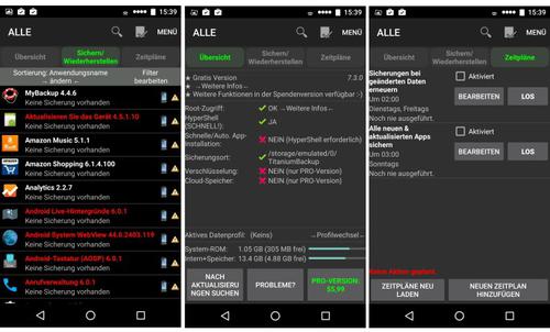 Die etwas unübersichtliche Oberfläche von Titanium Backup wirkt abschreckend. Dennoch ist gerade die Pro Version noch immer die mächtigste Backup-Lösung für Android (c) pcwelt.de