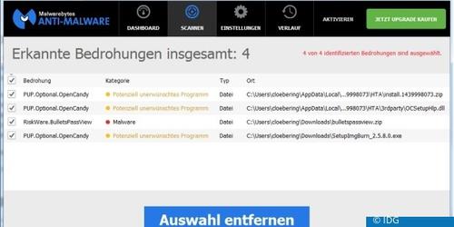 Malewarebytes Anti-Malware Free reinigt ein infiziertes Windows-System besser als jedes andere Tool (c) IDG