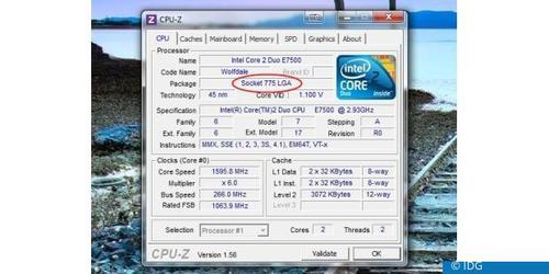 Sockel nachschauen mit Freeware CPU-Z (c) IDG
