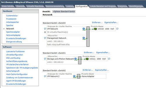 Die visuelle vSwitch-Darstellung im nativen vSphere-Client. (c) tecchannel.de