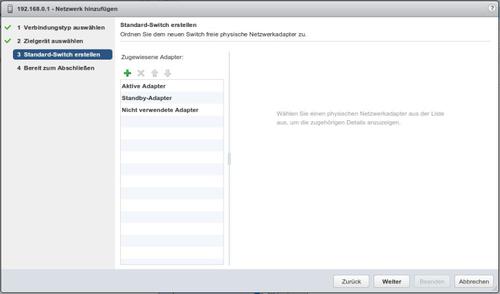 Das Anschließen virtueller NICs an einen neuen vSwitch. (c) tecchannel.de