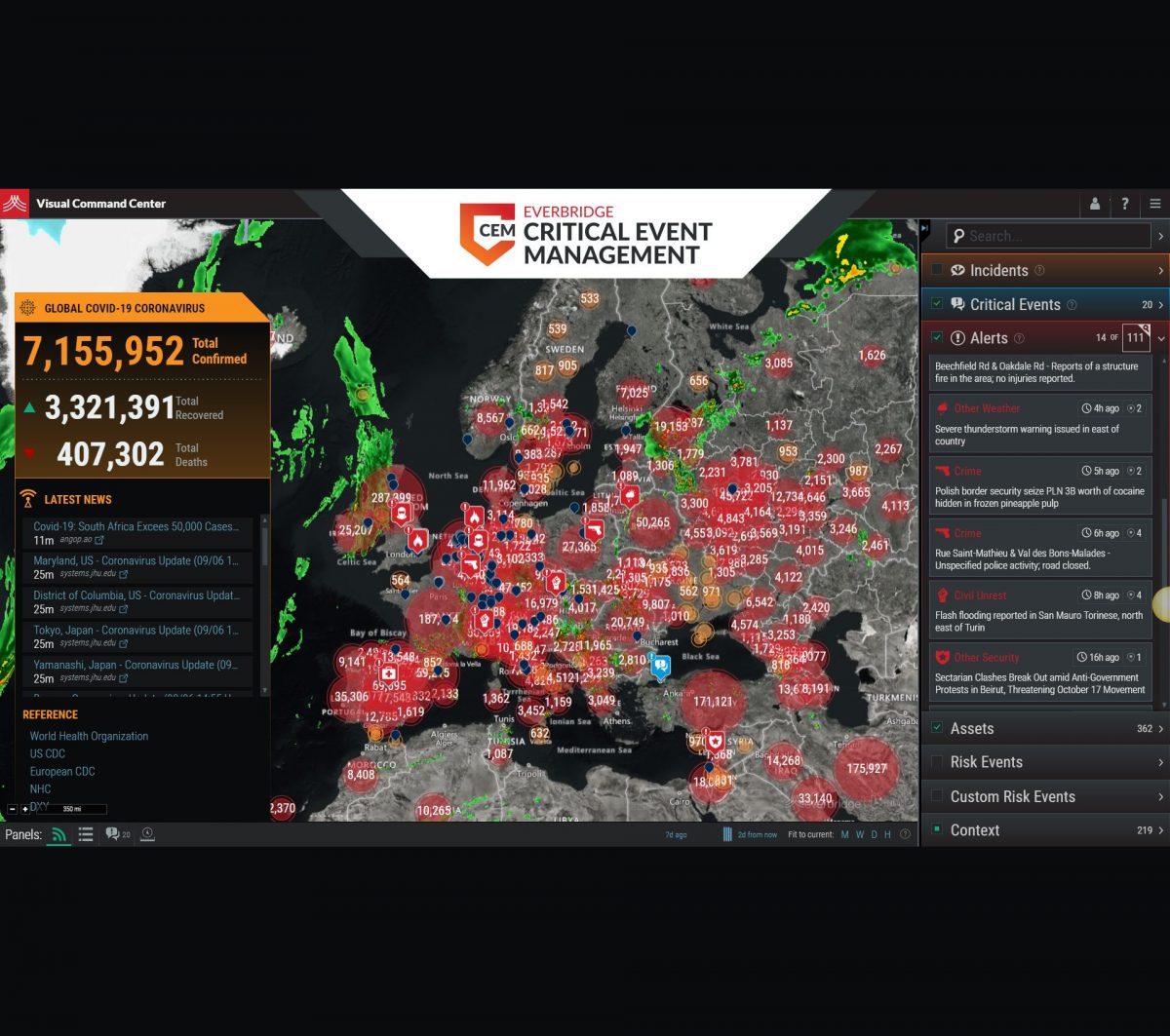 Mit dem Everbridge CEM haben Sicherheitsverantwortliche kritische Ereignisse wie die COVID-19-Pandemie im Blick.