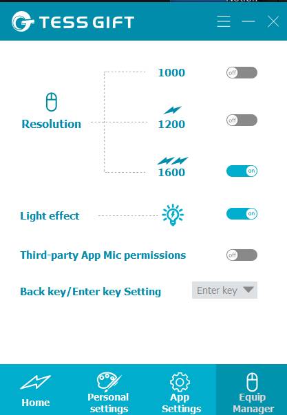 Detaileinstellungen in der App, hier der DPI-Wert