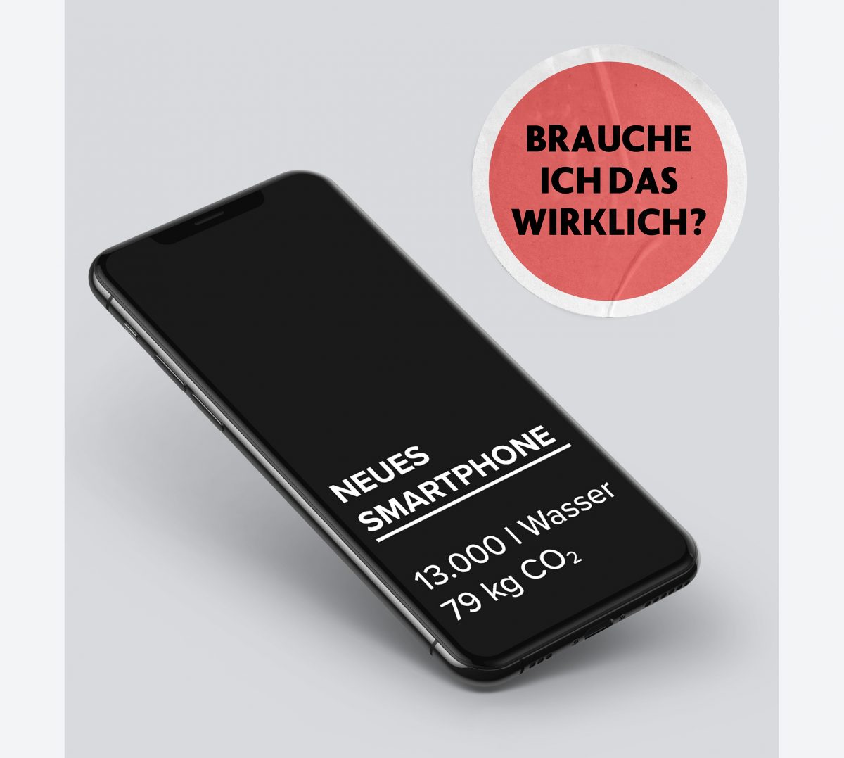 in neues Smartphone benötigt in der Produktion rund 13.000 Liter Wasser und emittiert 79 kg CO2.